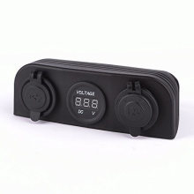 Socket + Voltmeter+Dual USB Charger Surface Mount Panel